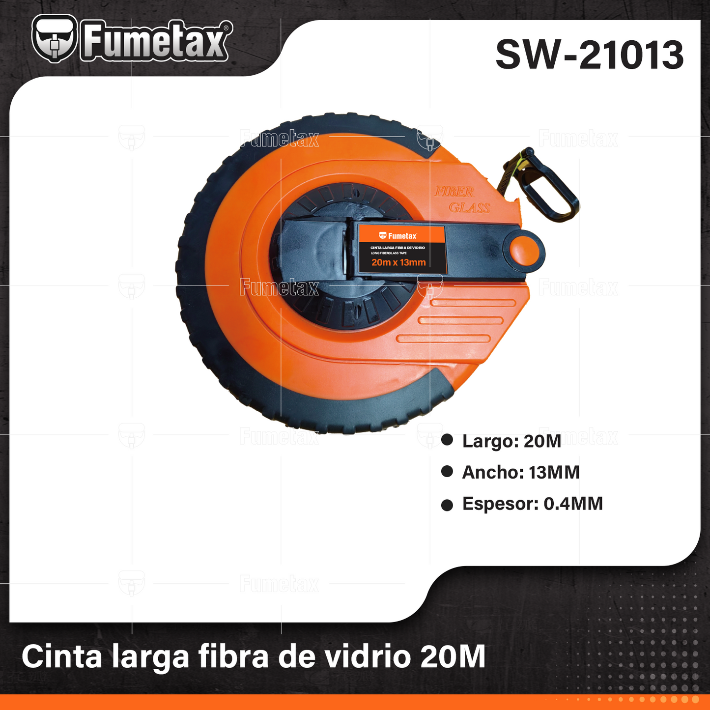 SW-21013-(Caja master 1 CTN=40 SKU)-(MOQ 1 SKU)-Cinta larga de fibra de fibra de vidrio
Cubierta de PVC anti-impacto