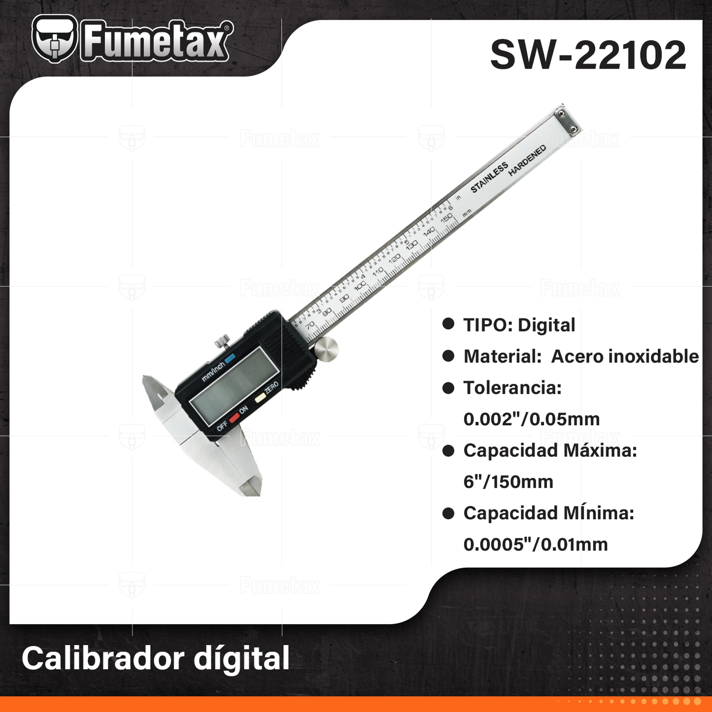 SW-22102-(Caja master 1 CTN=30 SKU)-(MOQ 1 SKU)-Calibrador vernier
Emplea 1 pila CR2032