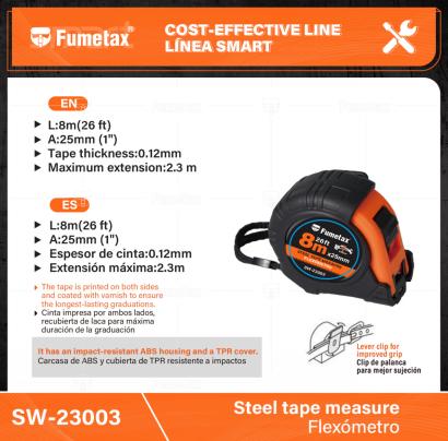 SW-23003-(Caja master 1 CTN=48 SKU)-(MOQ 6 SKU)-Carcasa de ABS y cubierta de TPR resistente a impactos
Cinta impresa por ambos lados, recubierta de laca para máxima duración de la graduación