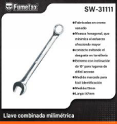 SW-31111 (Caja master 200)(MOQ 20 pzs=1 Caja) Llave combinada milimétrica