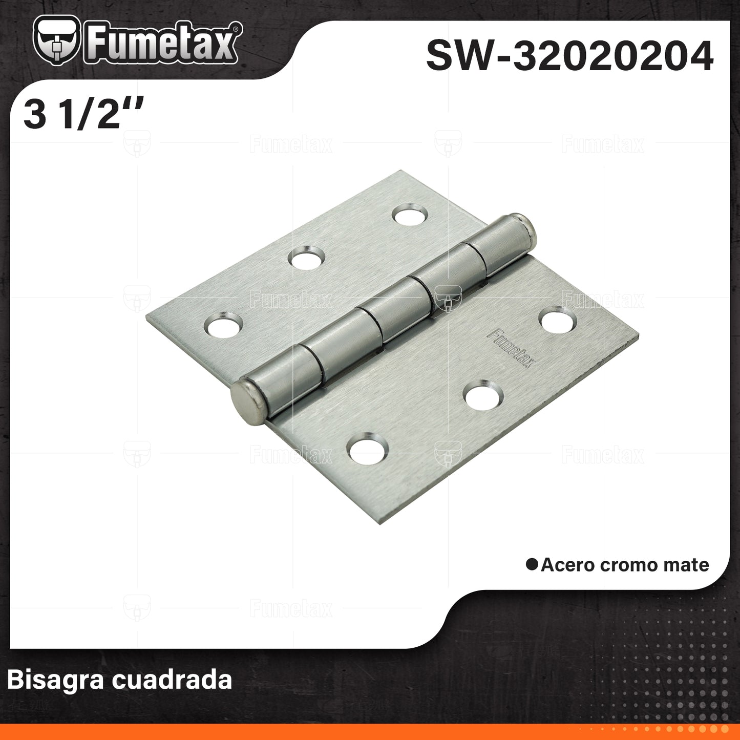 SW-32020204-(Caja master 1 CTN=100 SKU)-(MOQ 10 SKU)-Bisagra cuadrada
Fabricada en acero