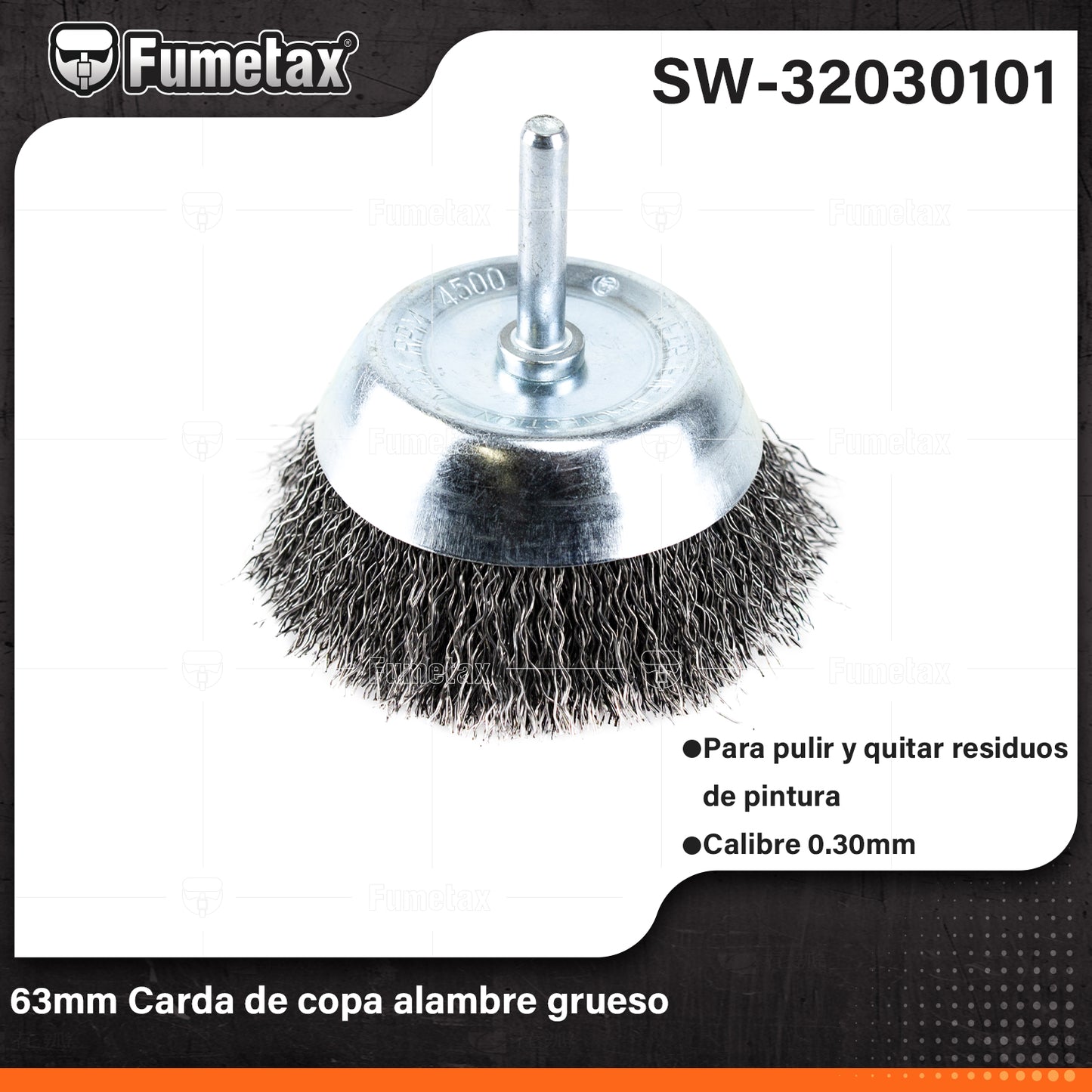 SW-32030101 (Caja master 30)(MOQ 1pz=1etiqueta) 63mm Cardas de copa, alambre grueso