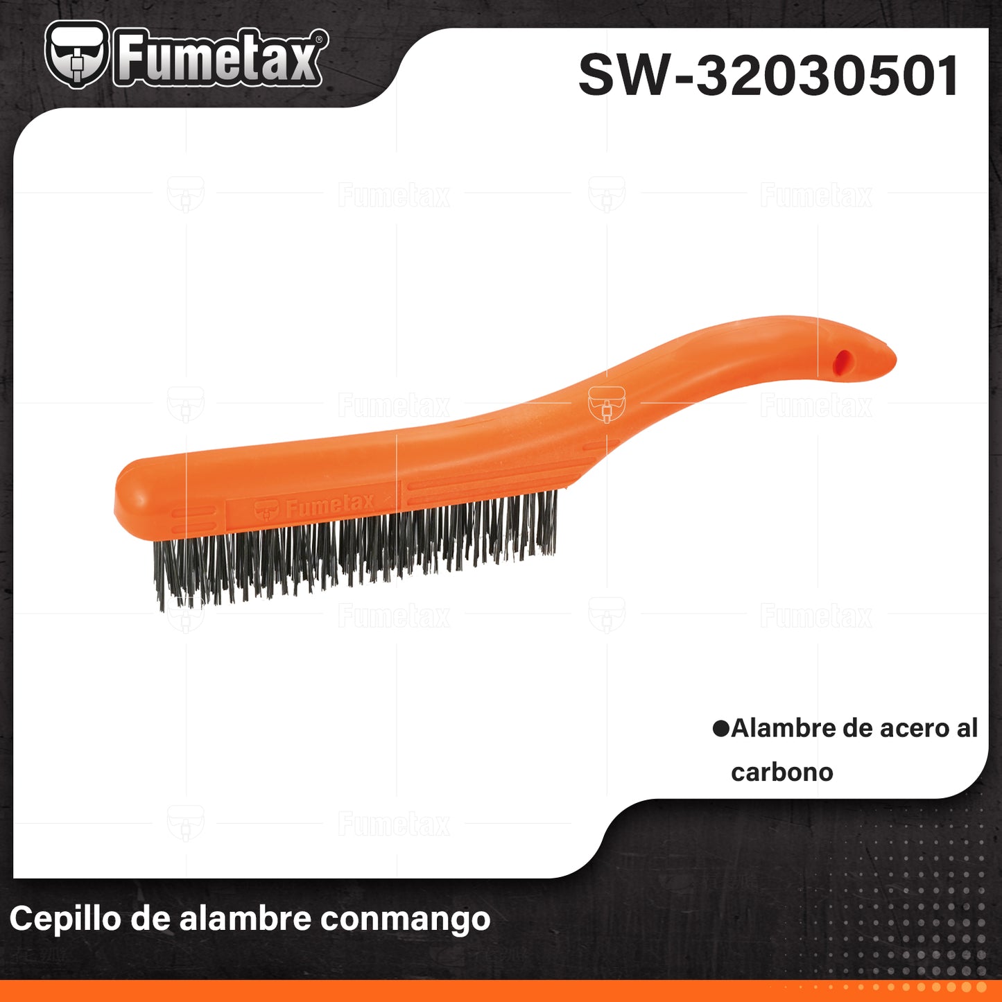 SW-32030501 (Caja master 96)(MOQ 1pz=1etiqueta) Cepillo de alambre conmango