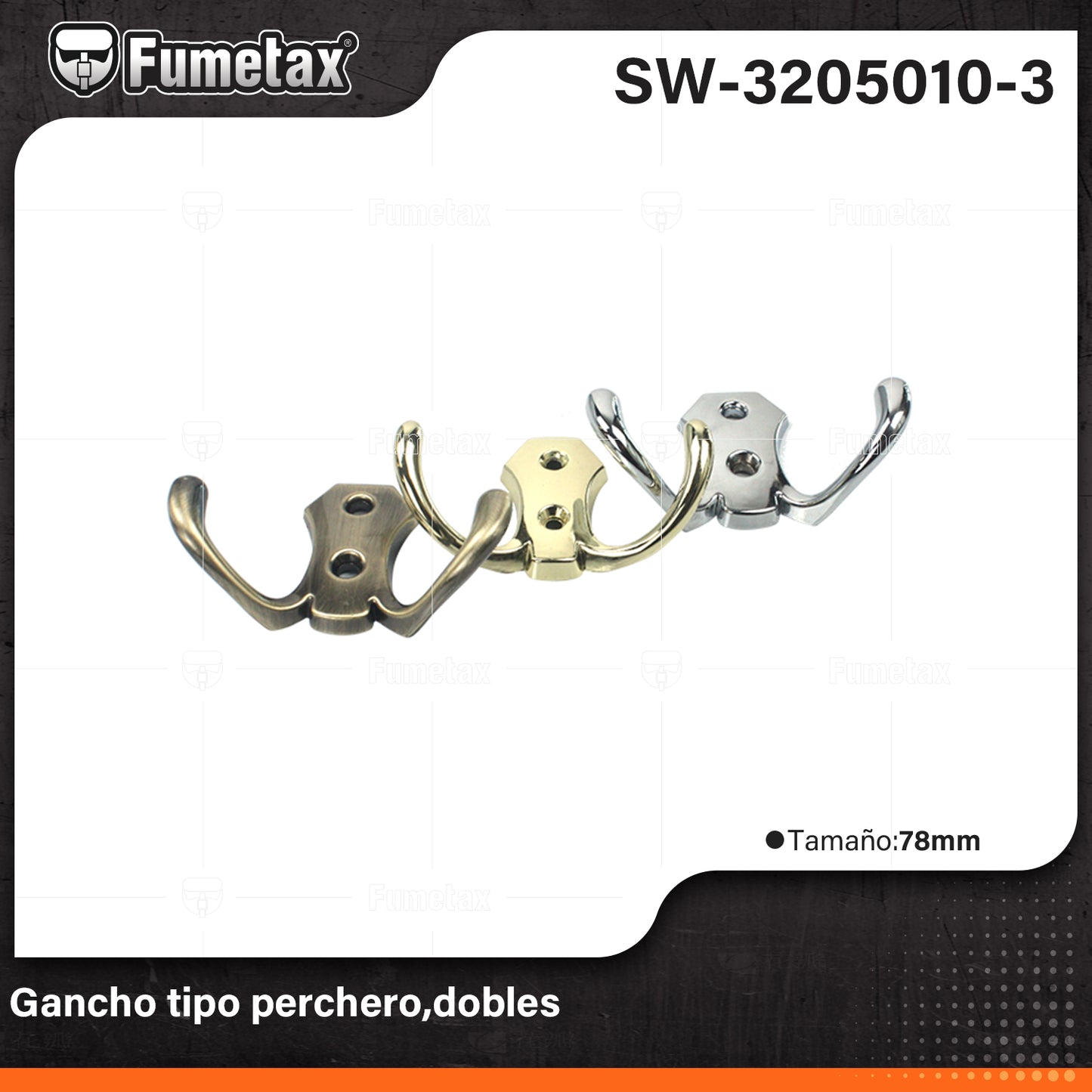 SW-3205010-3 (Caja master 500)(MOQ 1pz=1etiqueta) Gancho tipo perchero,dobles