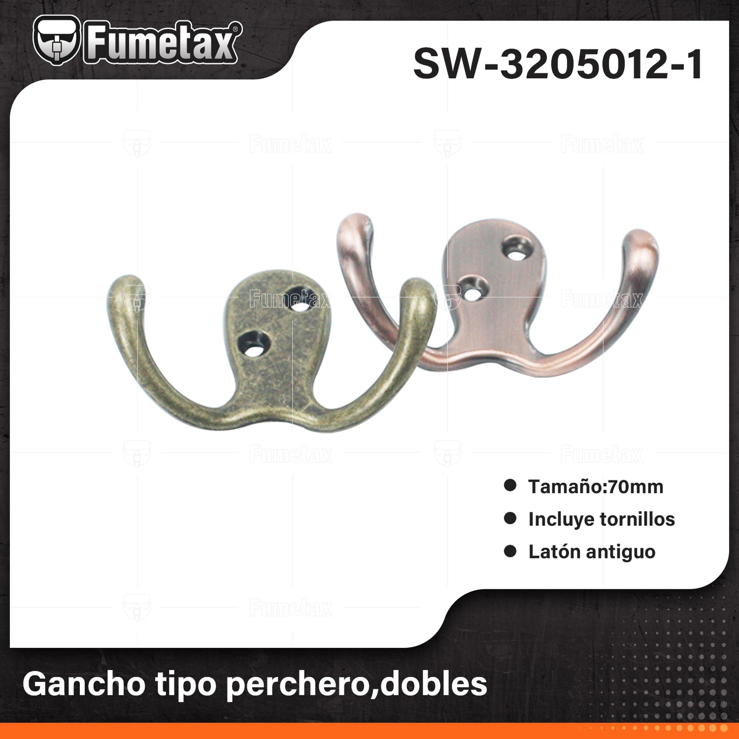 SW-3205012-1 (Caja master 500)(MOQ 1pz=1etiqueta) Gancho tipo perchero,dobles