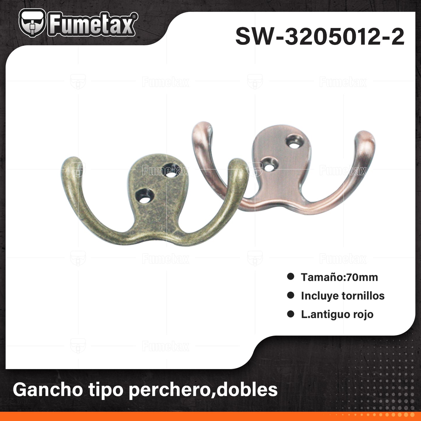 SW-3205012-2 (Caja master 500)(MOQ 1pz=1etiqueta) Gancho tipo perchero,dobles