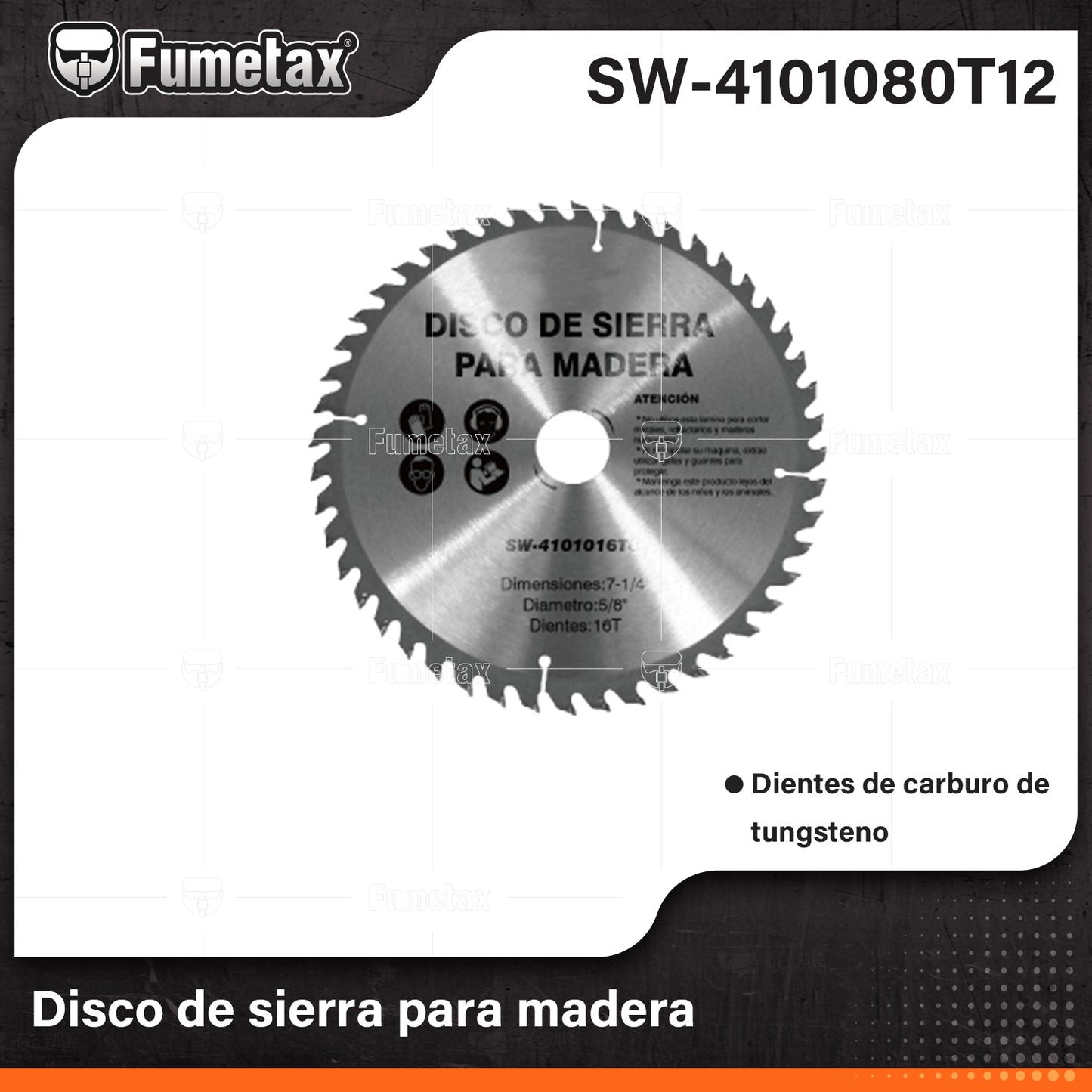 SW-4101080T12-(Caja master 1 CTN=30 SKU)-(MOQ 1 SKU)-Disco de sierra para madera
Dientes de carburo de tungsteno para uso general