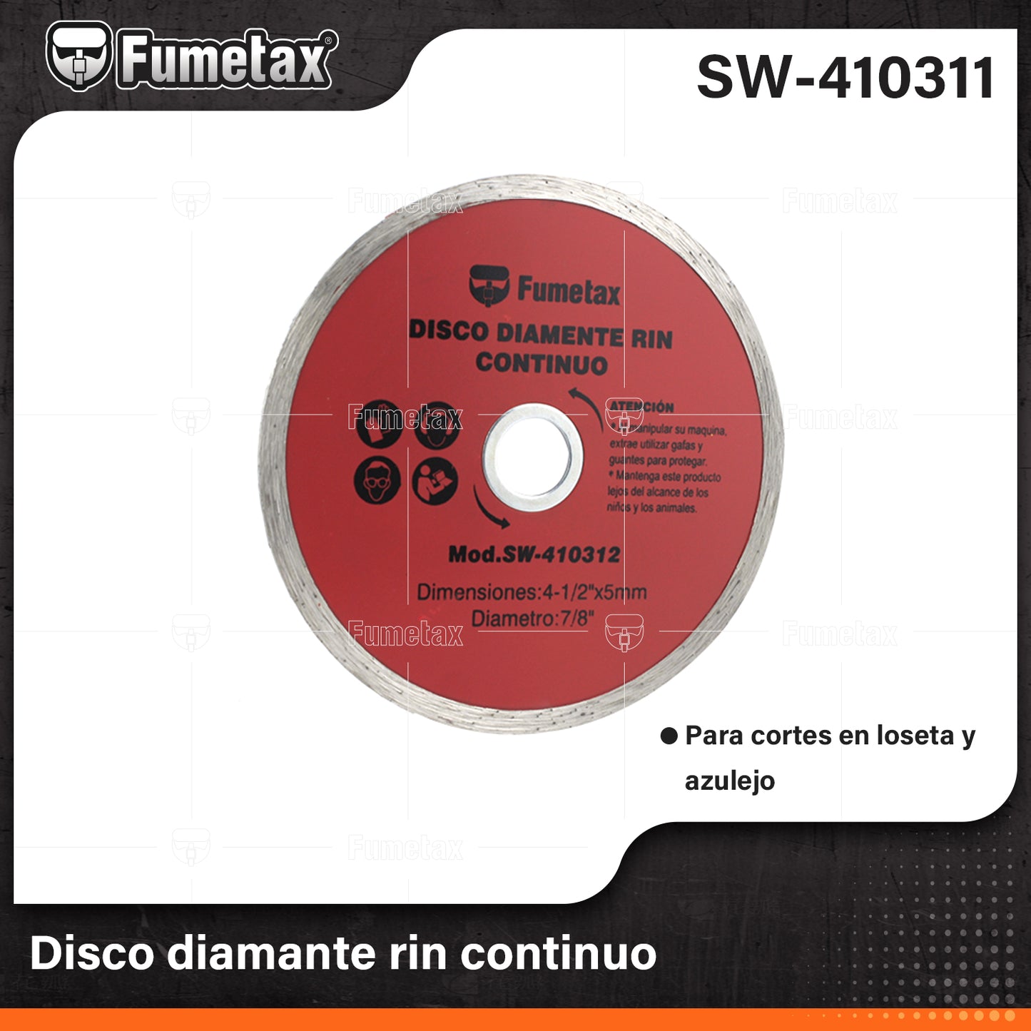 SW-410311-(Caja master 1 CTN=200 SKU)-(MOQ 1 SKU)-Discos de diamante rin continuo
Para corte extrafino en loseta, azulejo y mármol