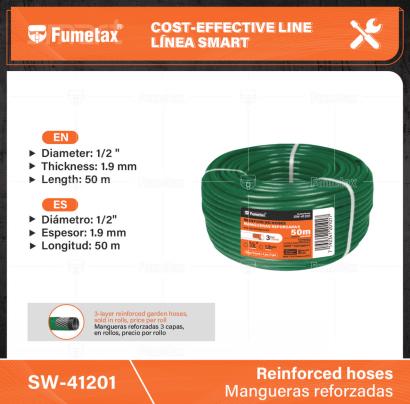 SW-41201-(Caja master 1 CTN=1 SKU)-(MOQ 1 SKU)-Refuerzo de 3 capas y con tramado de hilo
DIÁMETRO: 1/2"