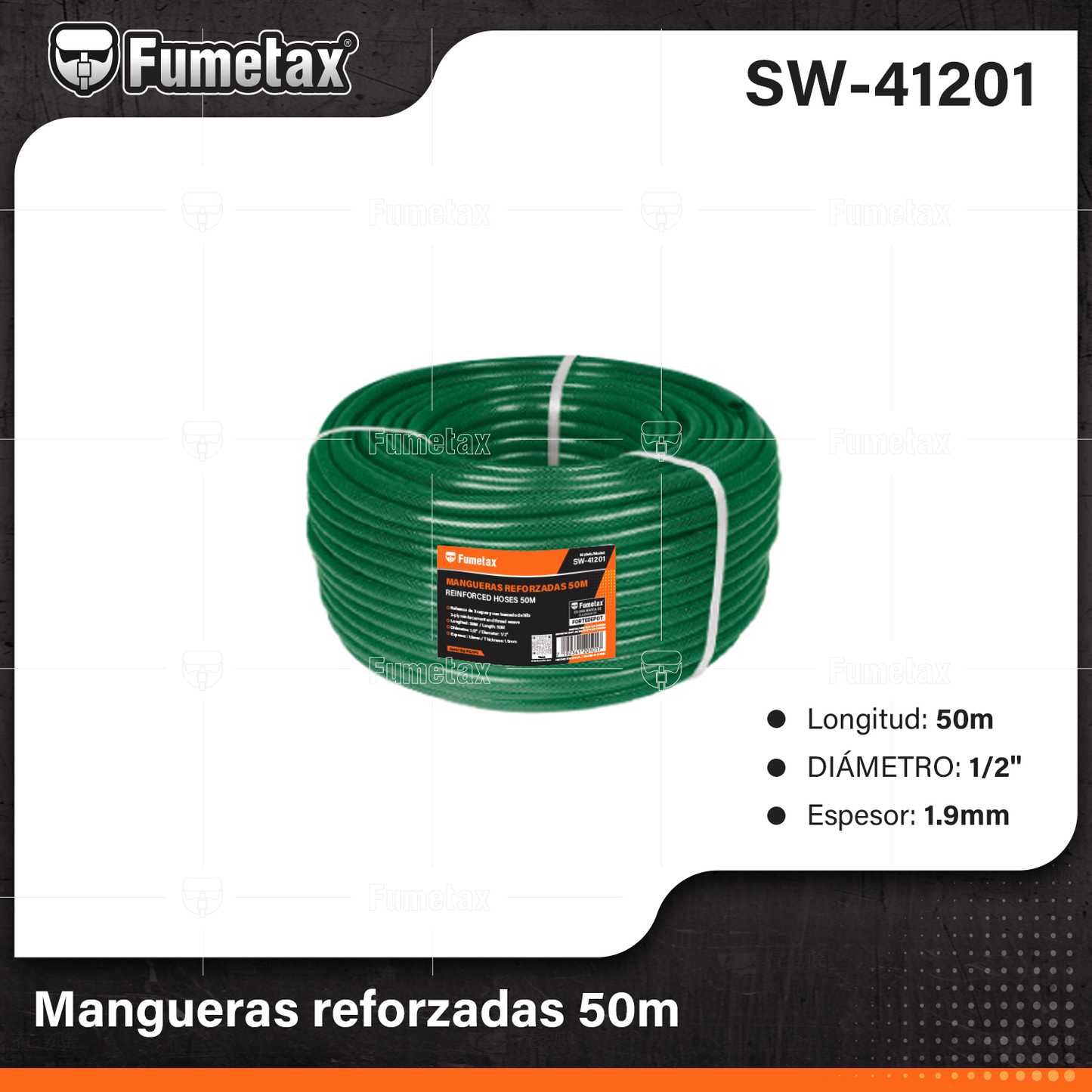 SW-41201 (Caja master 1)(MOQ 1pz=1etiqueta) Mangueras reforzadas 50m