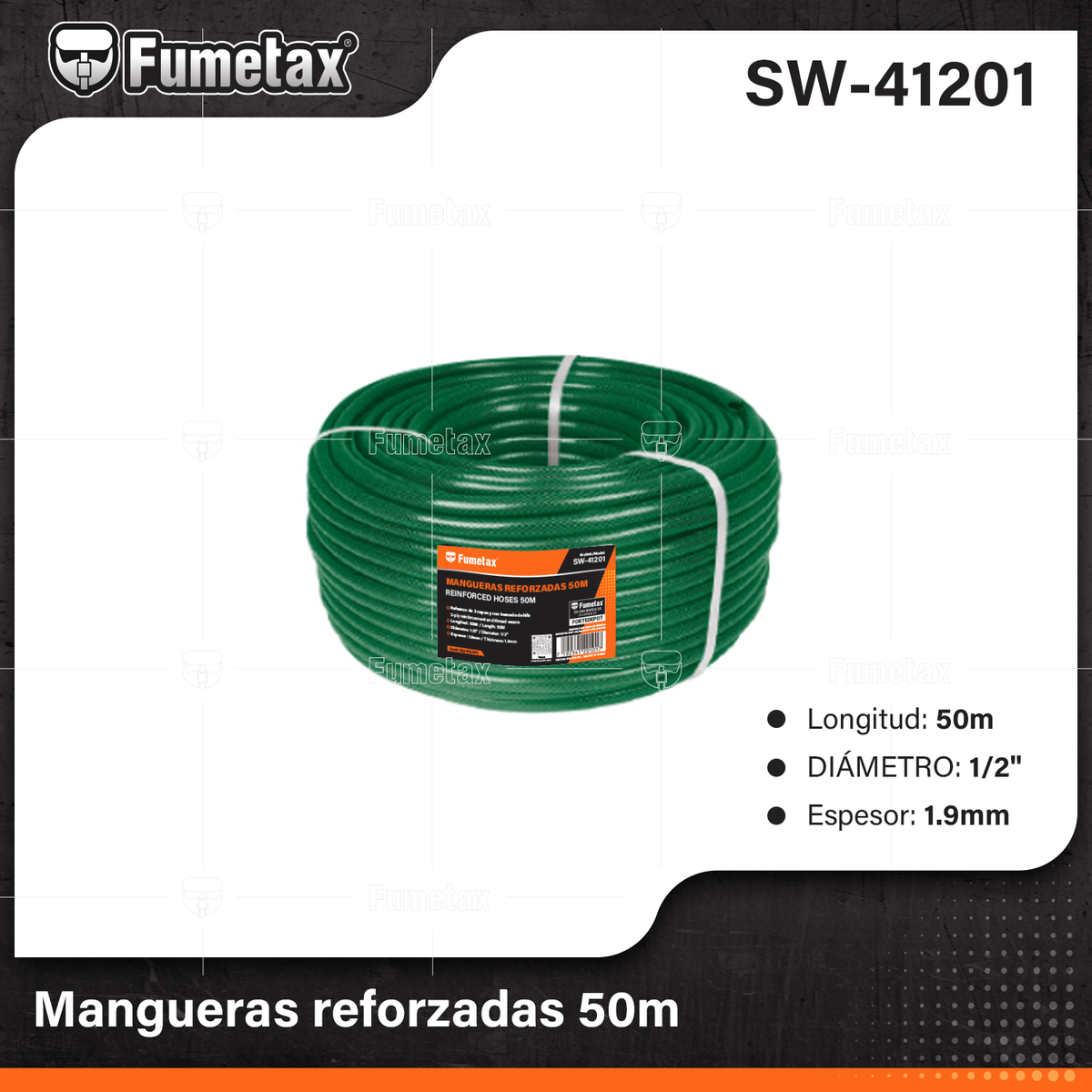 SW-41201-(Caja master 1 CTN=1 SKU)-(MOQ 1 SKU)-Mangueras reforzadas
Refuerzo de 3 capas y con tramado de hilo