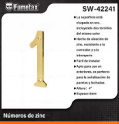 SW-42241 (Caja master 50)(MOQ 1 pz=1 tarjeta) Números de zinc