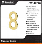 SW-42248 (Caja master 50)(MOQ 1 pz=1 tarjeta) Números de zinc