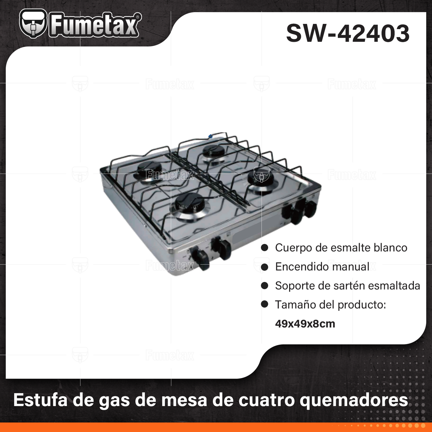 SW-42403 (Caja master 1)(MOQ 1pz=1coeton) Estufa de gas de mesa de cuatro quemadores