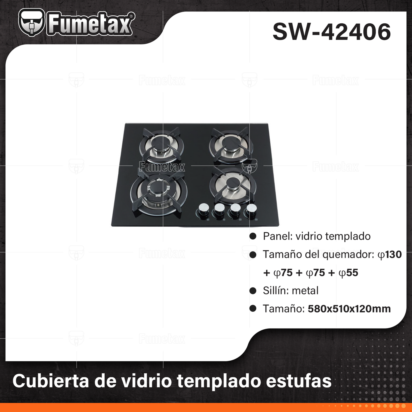 SW-42406-(Caja master 1 CTN=1 SKU)-(MOQ 1 SKU)-Parrilla gas empotrable
Tipo de gas: GLP 2800 Mpa / Gas natural 2000Mpa