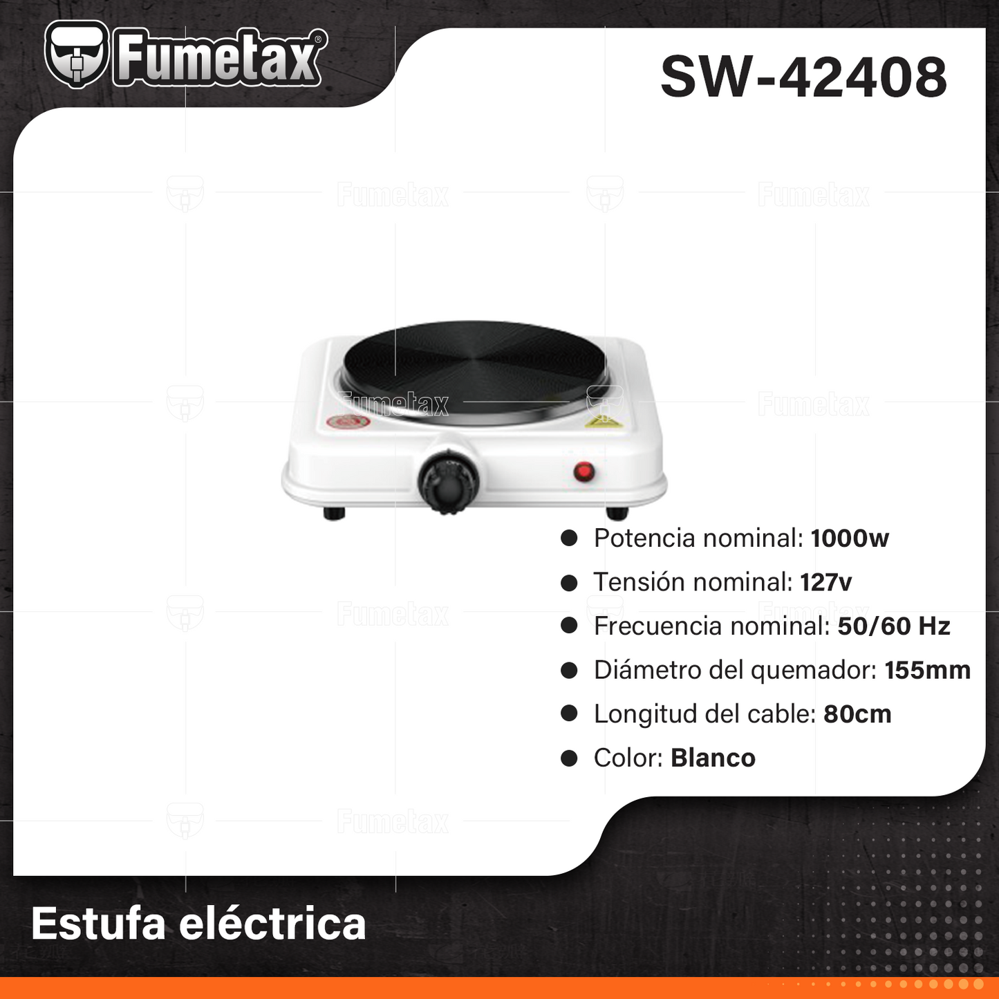 SW-42408-(Caja master 1 CTN=12 SKU)-(MOQ 1 SKU)-Parrilla eléctrica sencilla
Potencia nominal: 1000w