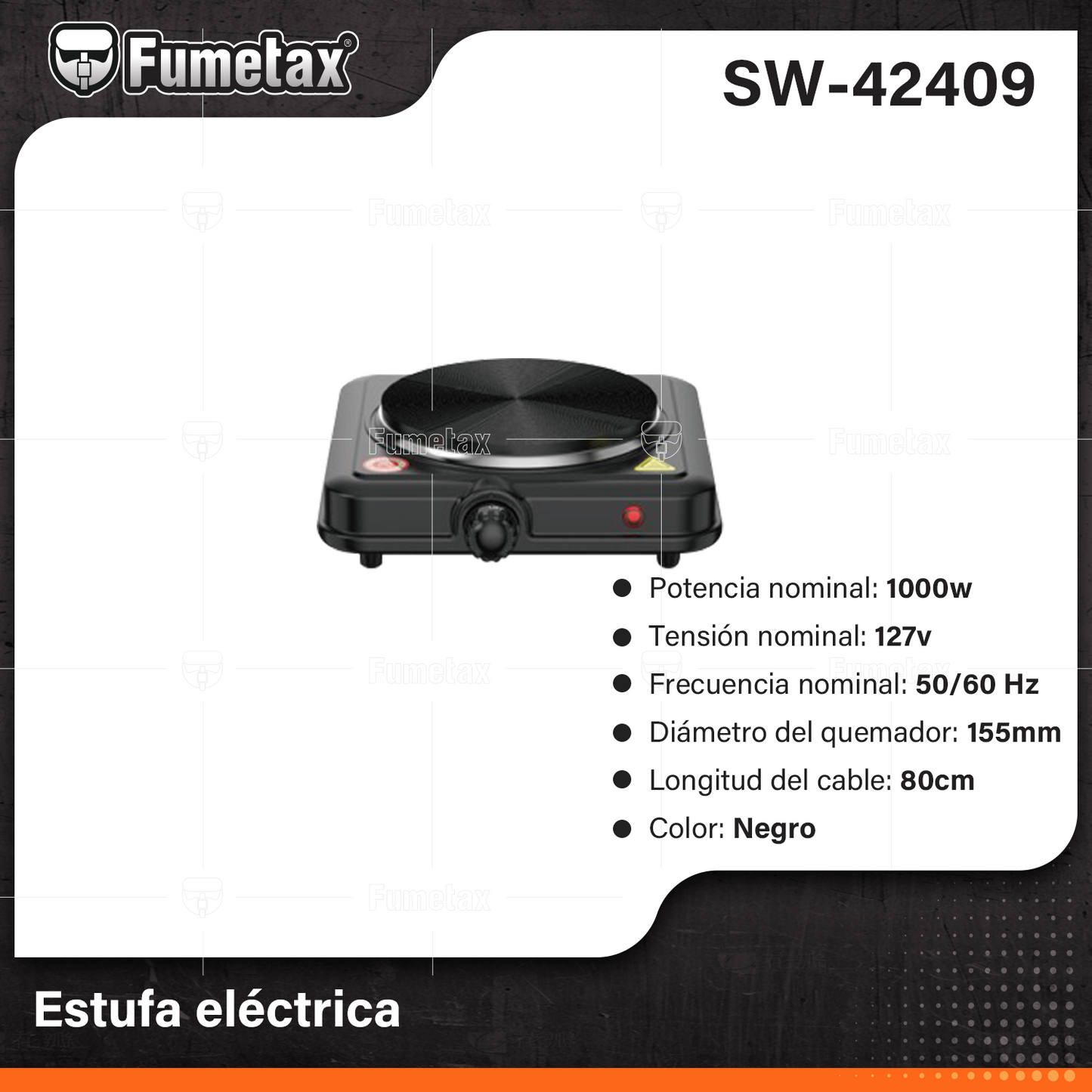 SW-42409-(Caja master 1 CTN=12 SKU)-(MOQ 1 SKU)-Parrilla eléctricas de resistencia
Potencia nominal: 1000w