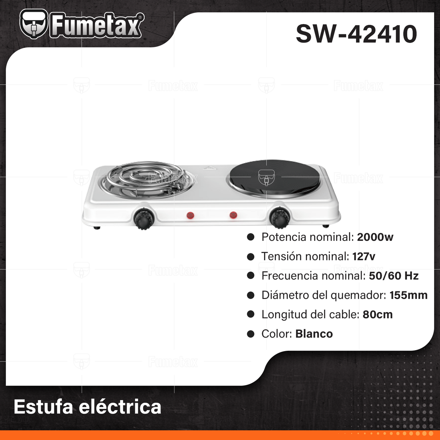 SW-42410-(Caja master 1 CTN=6 SKU)-(MOQ 1 SKU)-Parrilla eléctricas de doble
Potencia nominal: 2000w