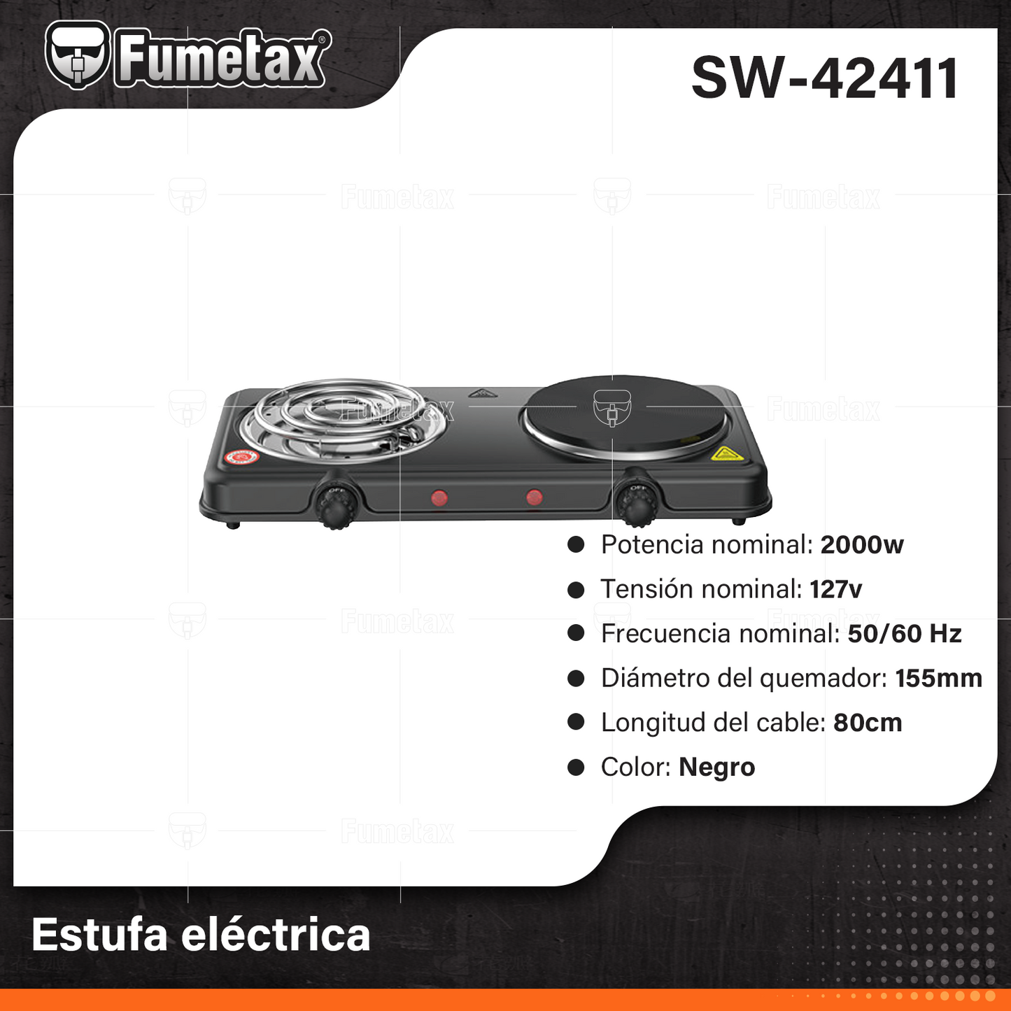 SW-42411-(Caja master 1 CTN=6 SKU)-(MOQ 1 SKU)-Parrilla eléctricas de doble
Potencia nominal: 2000w