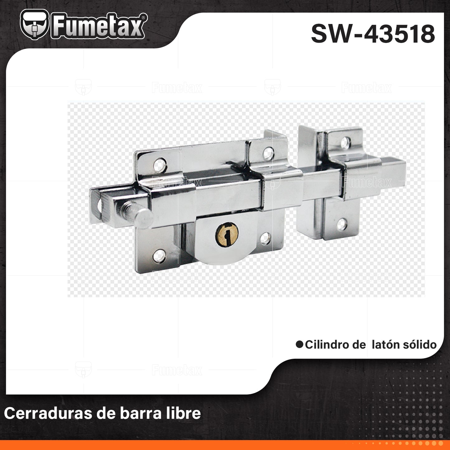 SW-43518-(Caja master 1 CTN=24 SKU)-(MOQ 1 SKU)-Cerradura de barra
Cilindro de latón sólido con 5 pernos para mayor resistencia contra robos