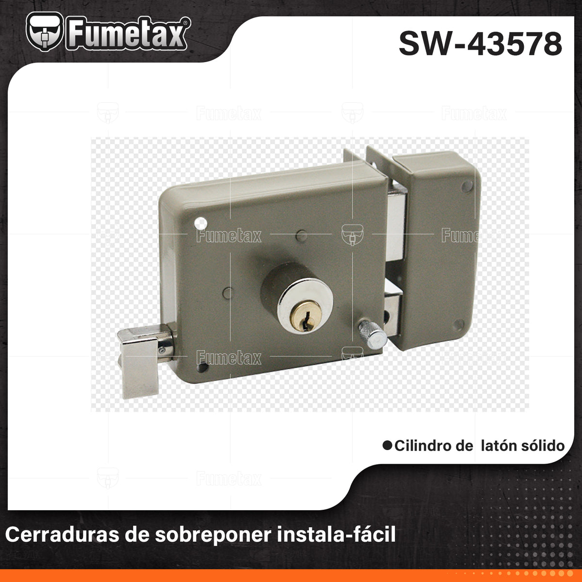 SW-43578-(Caja master 1 CTN=30 SKU)-(MOQ 1 SKU)-Cerradura de sobreponer
Cilindro exterior integrado que facilita su instalación