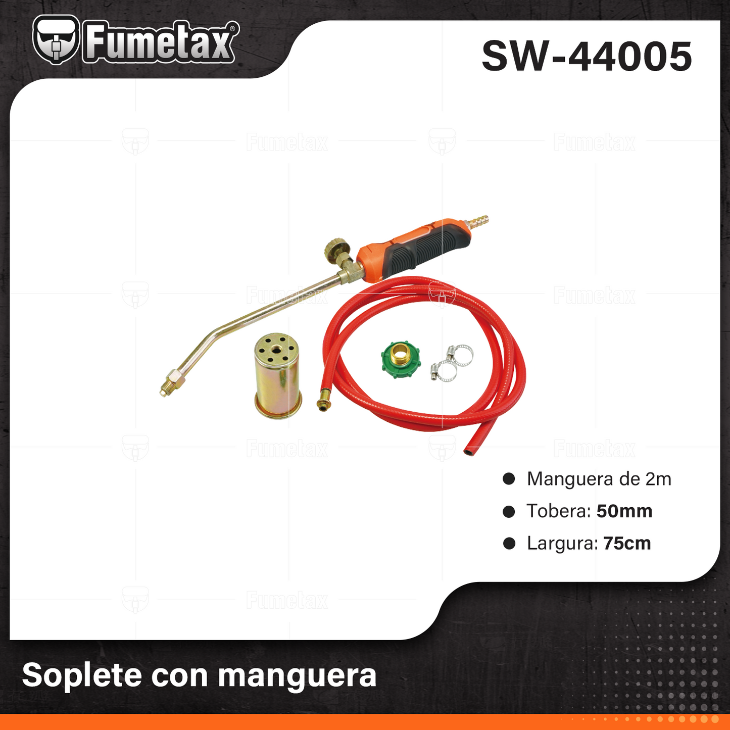 SW-44005-(Caja master 1 CTN=24 SKU)-(MOQ 1 SKU)-Soplete con manguera para gas
onector de latón con punta pol para tanques