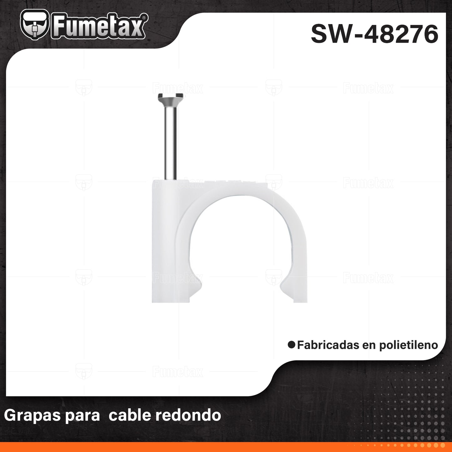 SW-48276 (Caja master 50)(MOQ 100pzs=1bolsa) Grapas para cable redondo
