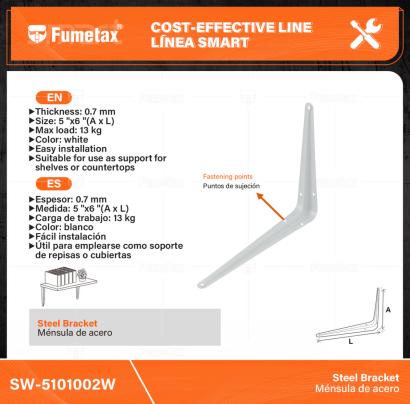 SW-5101002W-(Caja master 1 CTN=288 SKU)-(MOQ 24 SKU)-Ménsula de acero
Espesor:0.7mm