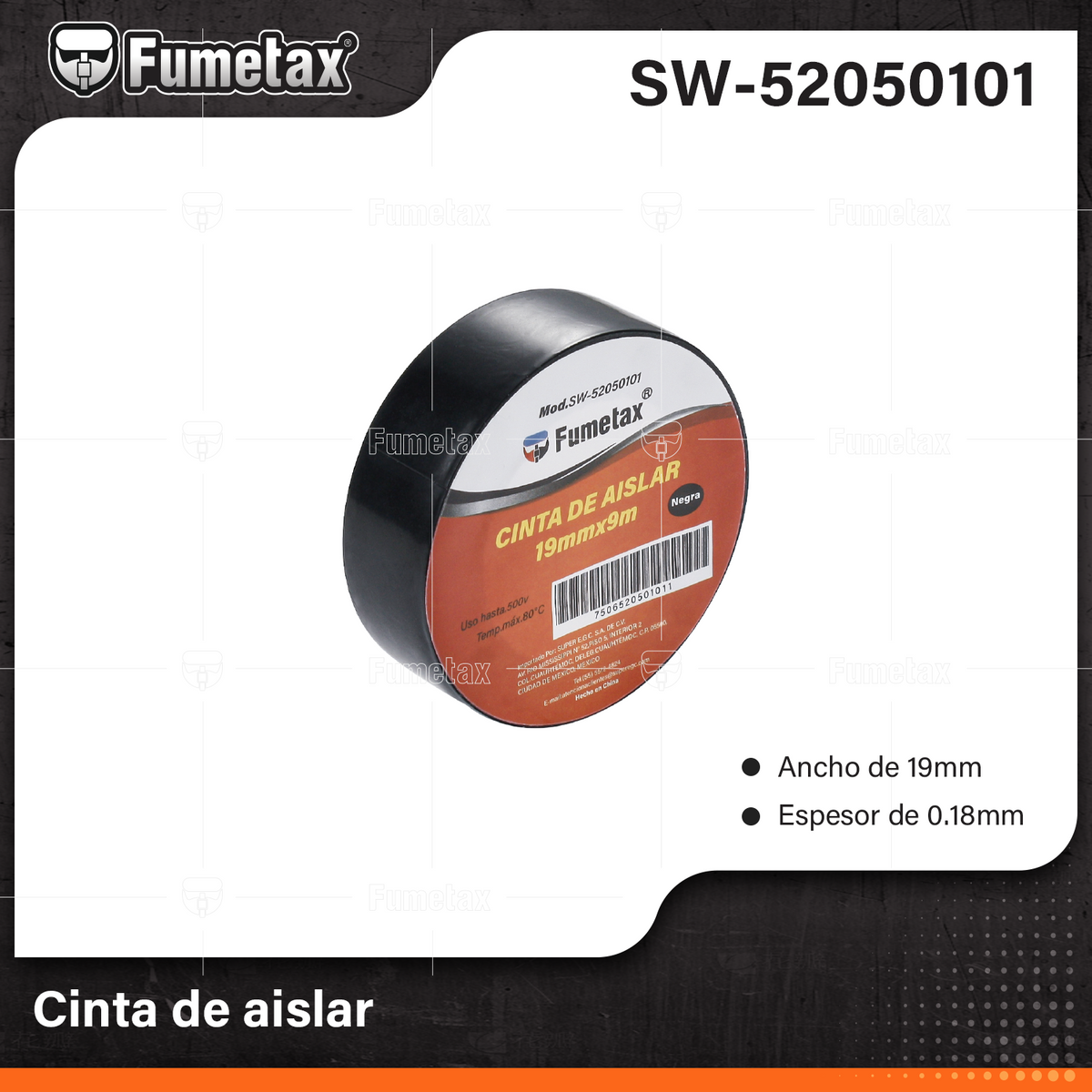 SW-52050101-(Caja master 1 CTN=200 SKU)-(MOQ 10 SKU)-Cinta de aislar
Fabricadas con pvc