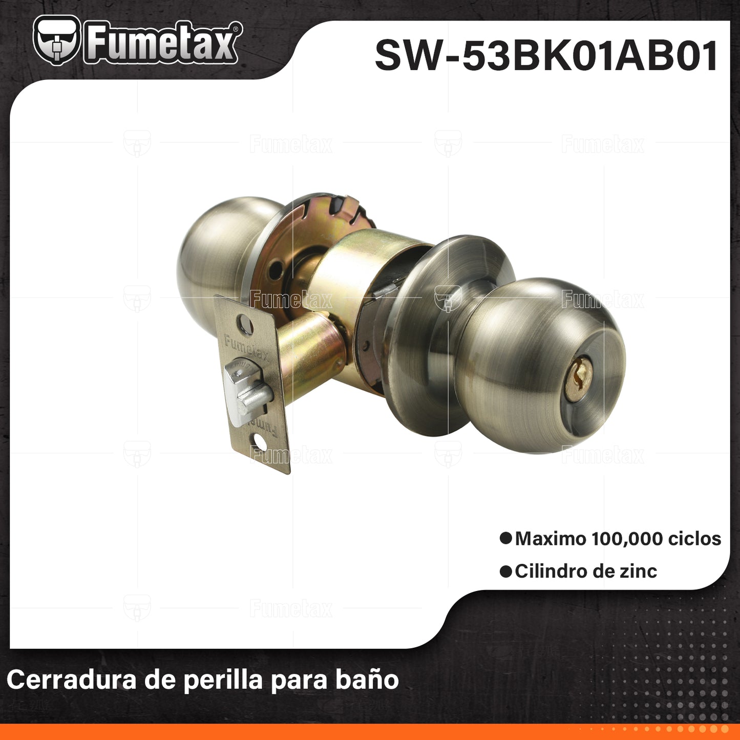 SW-53BK01AB01-(Caja master 1 CTN=24 SKU)-(MOQ 1 SKU)-Para baño
Cerrojo con botón de emergencia al exterior y botón de seguridad al interior
