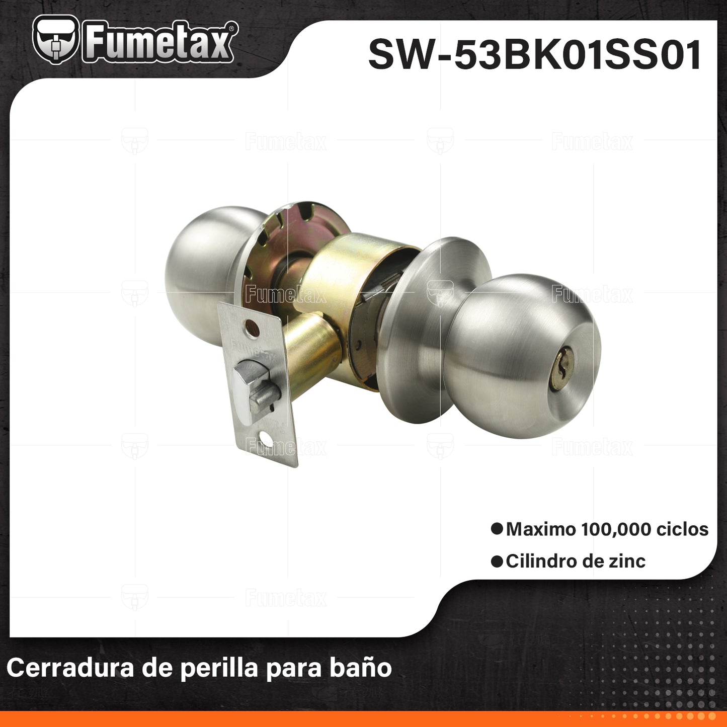 SW-53BK01SS01 (Caja master 24)(MOQ 1pz=1blister) Cerradura de perilla para baño