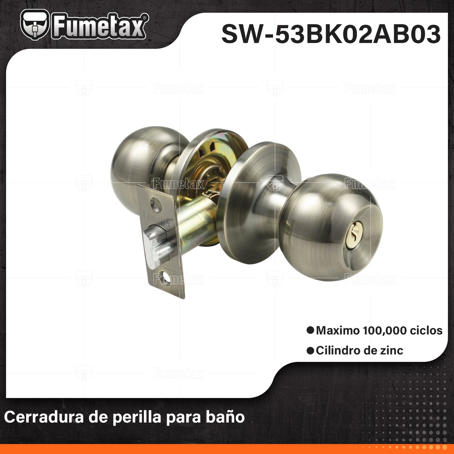 SW-53BK02AB03-(Caja master 1 CTN=24 SKU)-(MOQ 1 SKU)-Para baño
Cerrojo con botón de emergencia al exterior y botón de seguridad al interior