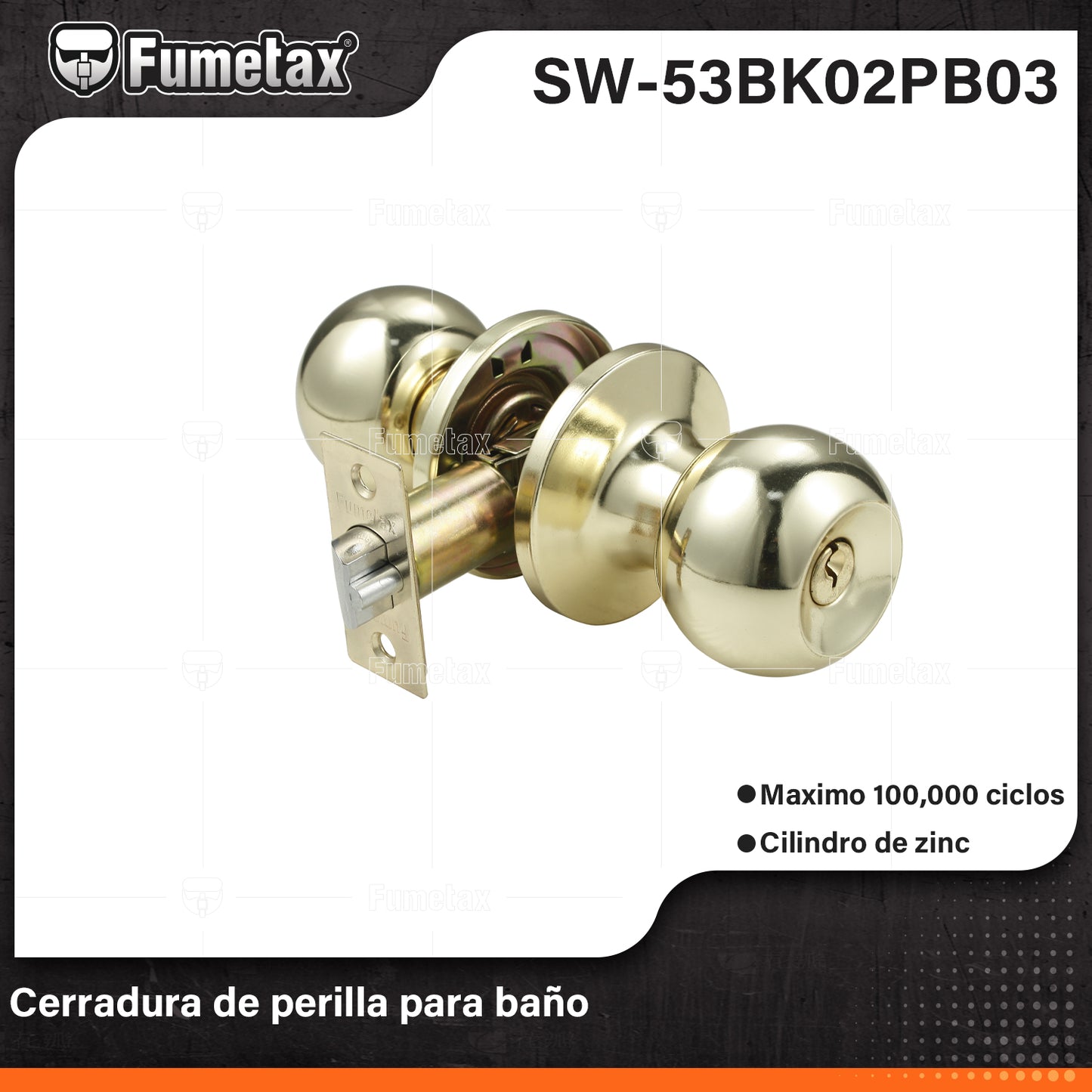 SW-53BK02PB03 (Caja master 24)(MOQ 1pz=1blister) Cerradura de perilla para baño