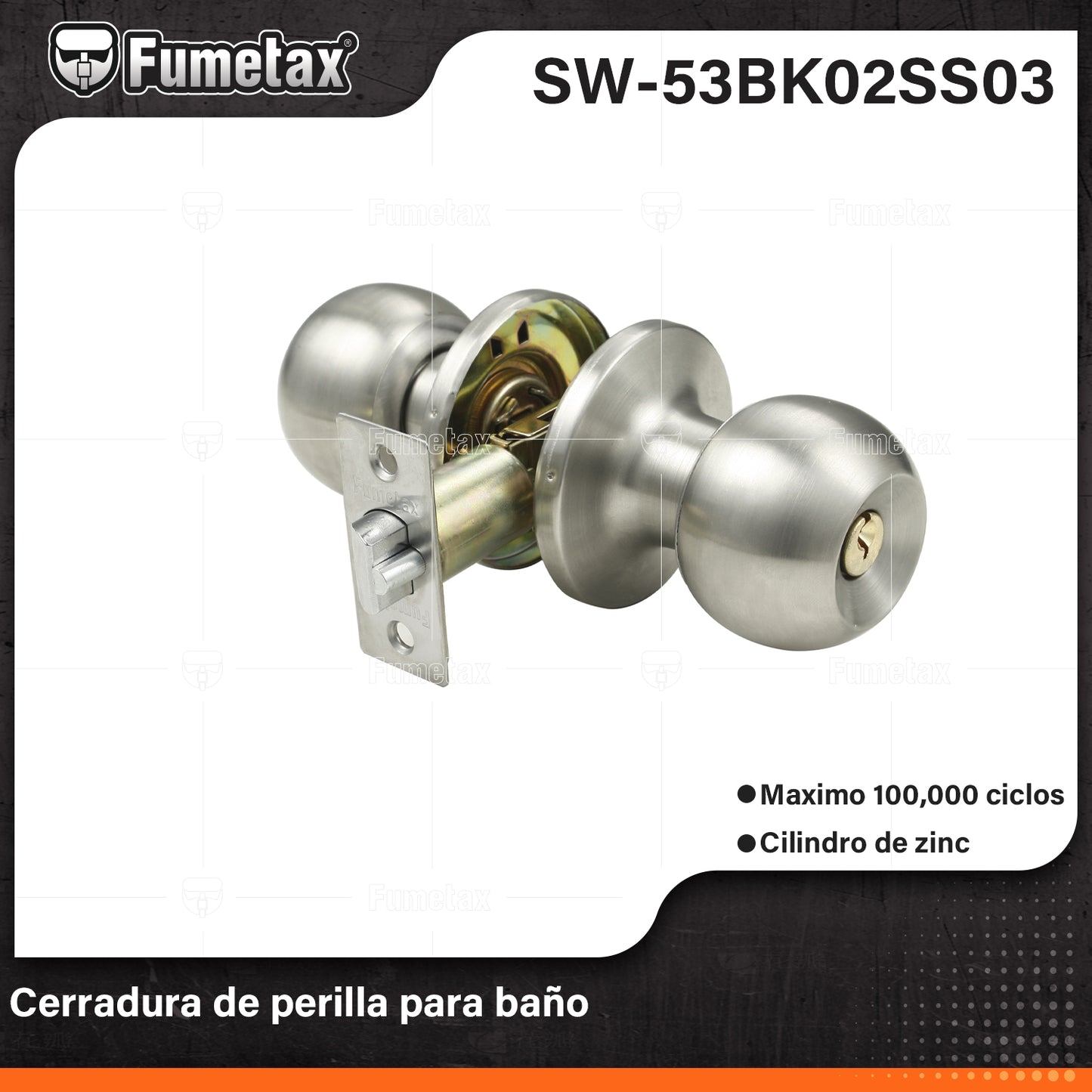 SW-53BK02SS03 (Caja master 24)(MOQ 1pz=1blister) Cerradura de perilla para baño