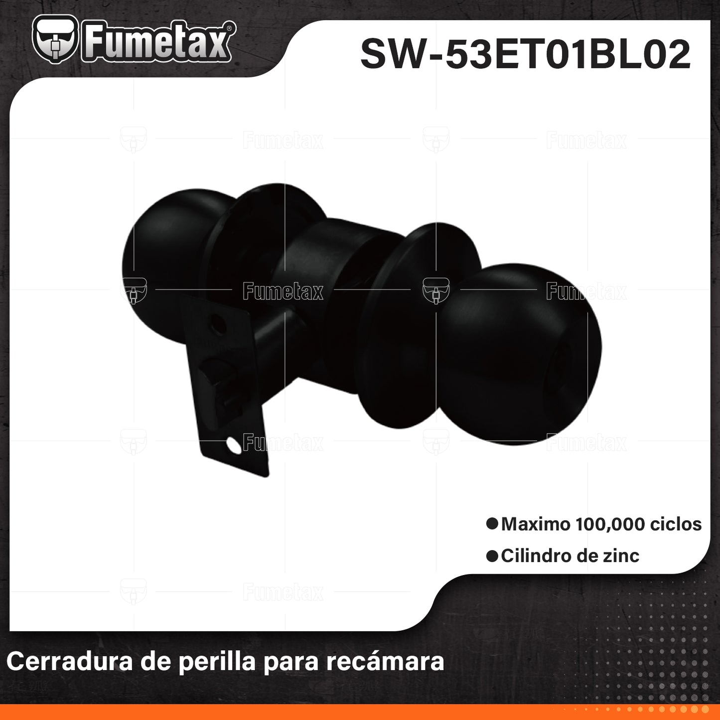SW-53ET01BL02 (Caja master 24)(MOQ 1pz=1blister) Cerradura de perilla para recamara