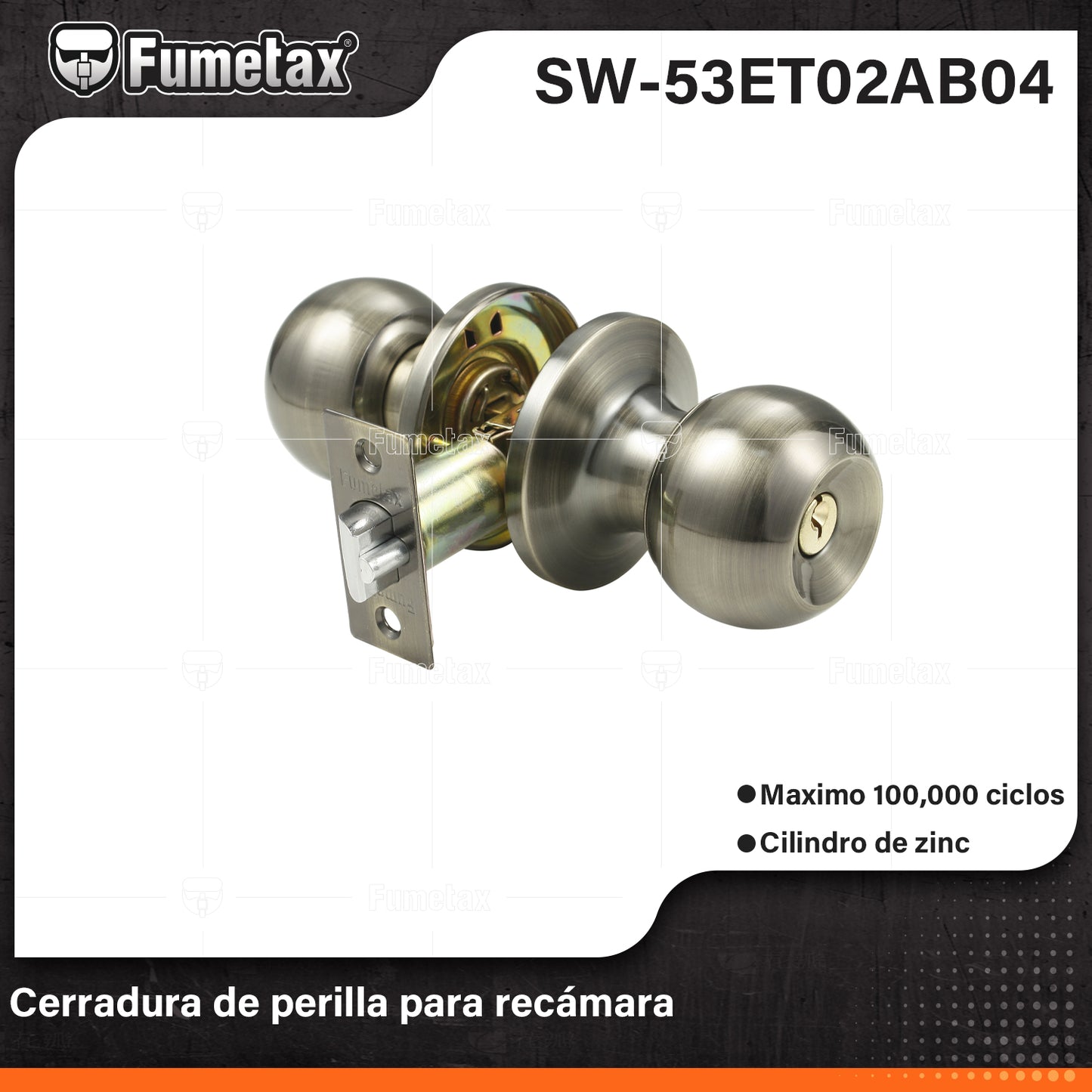 SW-53ET02AB04 (Caja master 24)(MOQ 1pz=1blister) Cerradura de perilla para recamara
