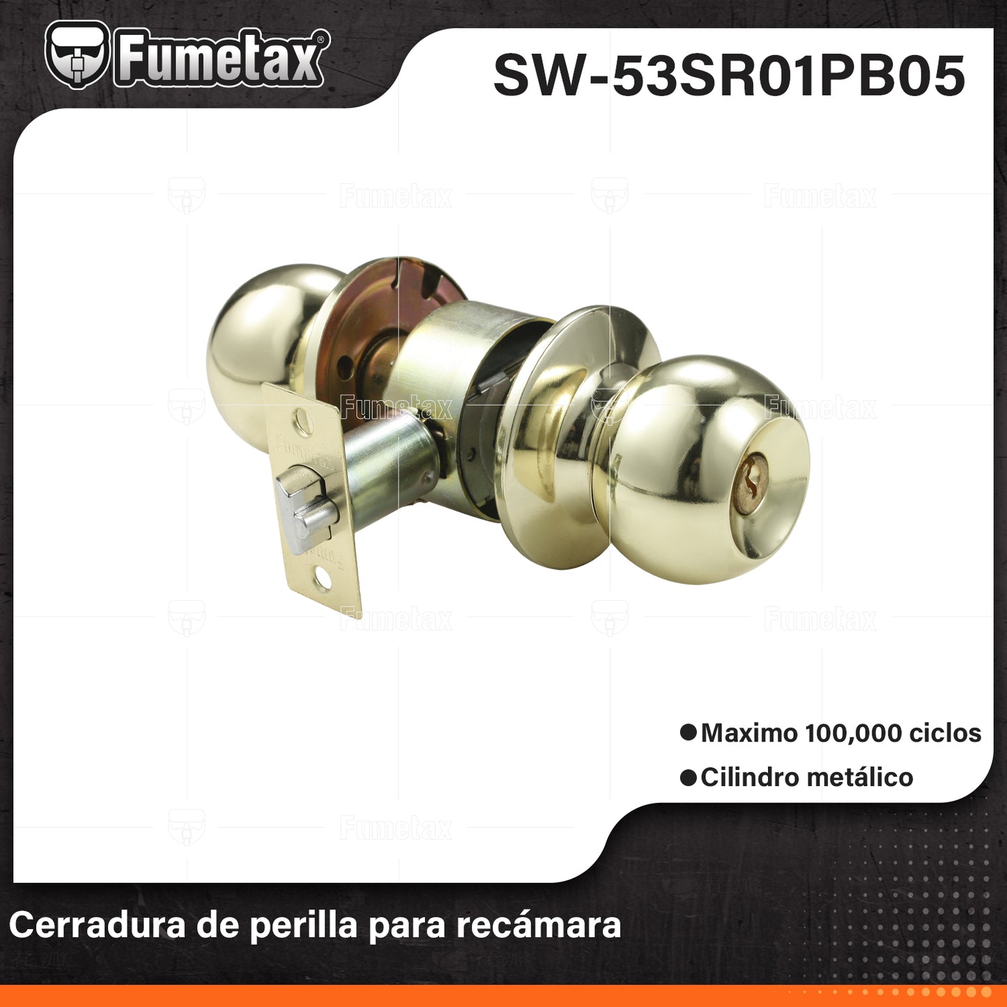 SW-53SR01PB05 (Caja master 24)(MOQ 1pz=1blister) Cerradura de perilla para recamara