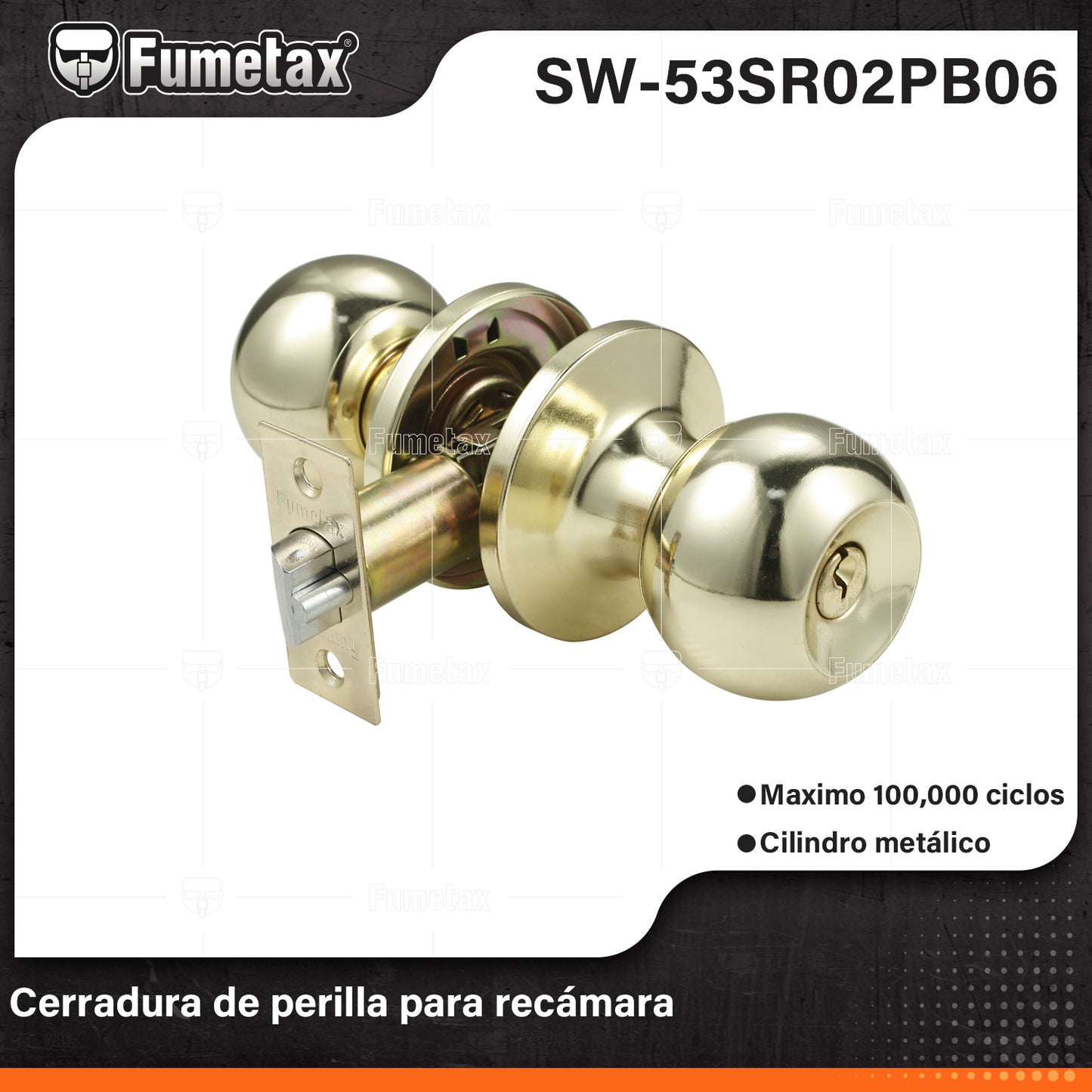 SW-53SR02PB06 (Caja master 24)(MOQ 1pz=1blister) Cerradura de perilla para recamara