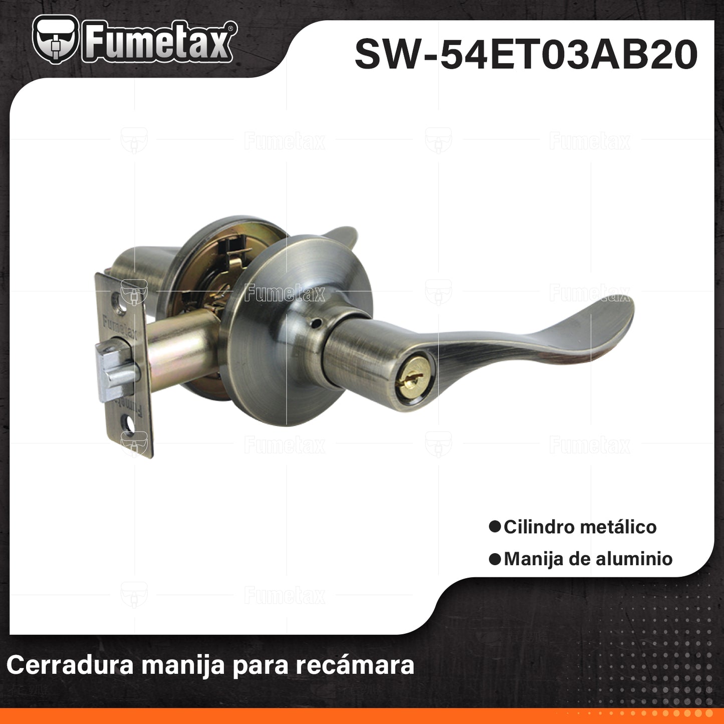 SW-54ET03AB20 (Caja master 24)(MOQ 1pz=1blister) Cerradura manija para recámara