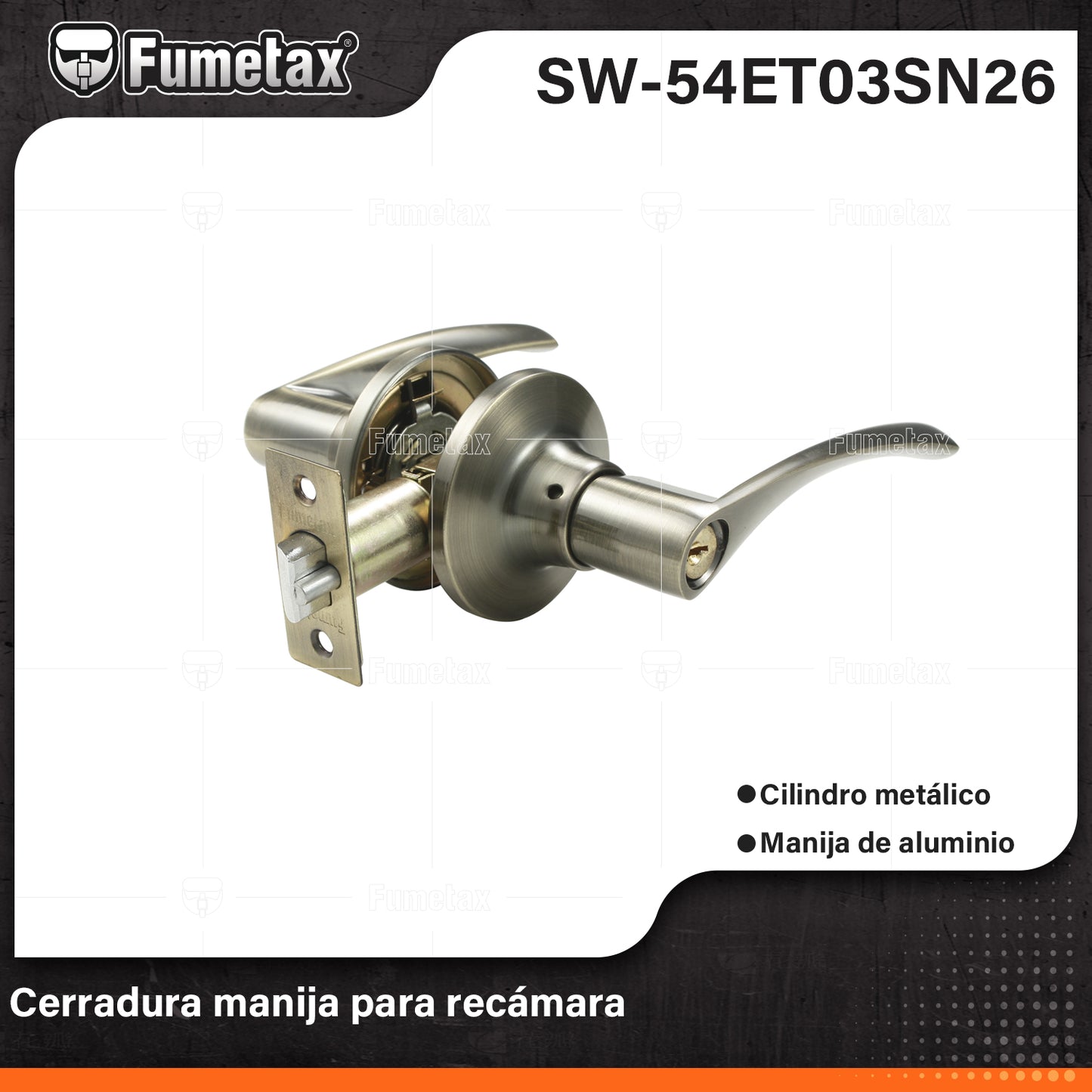 SW-54ET03SN26-(Caja master 1 CTN=24 SKU)-(MOQ 1 SKU)-Cerradura manija para recámara
Mecanismo tubular