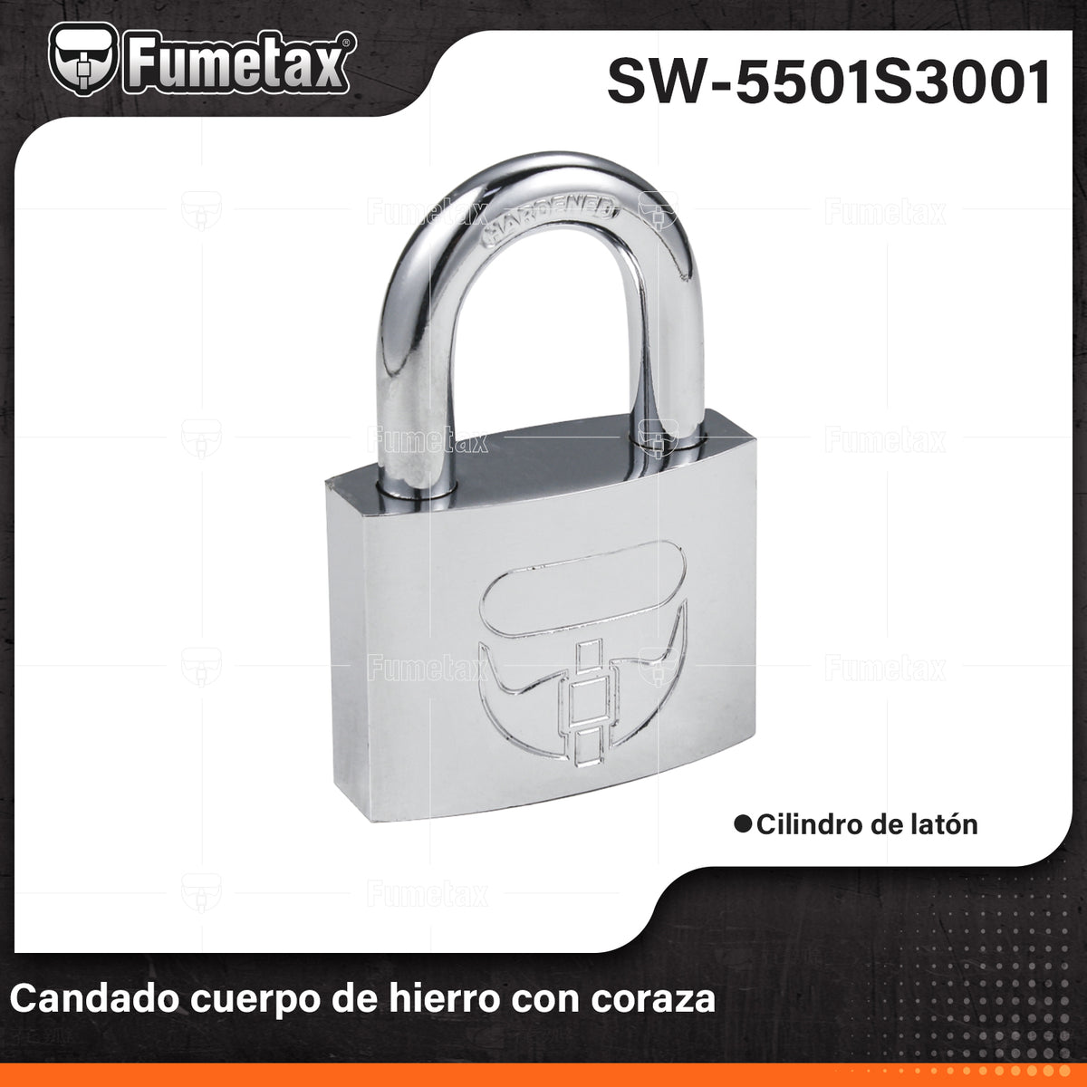SW-5501S3001-(Caja master 1 CTN=192 SKU)-(MOQ 12 SKU)-Candado cuerpo de hierro, gancho corto
Cilindro de latón sólido, diseño especial de disco o plaqueta, con miles de combinaciones a prueba de ganzúa