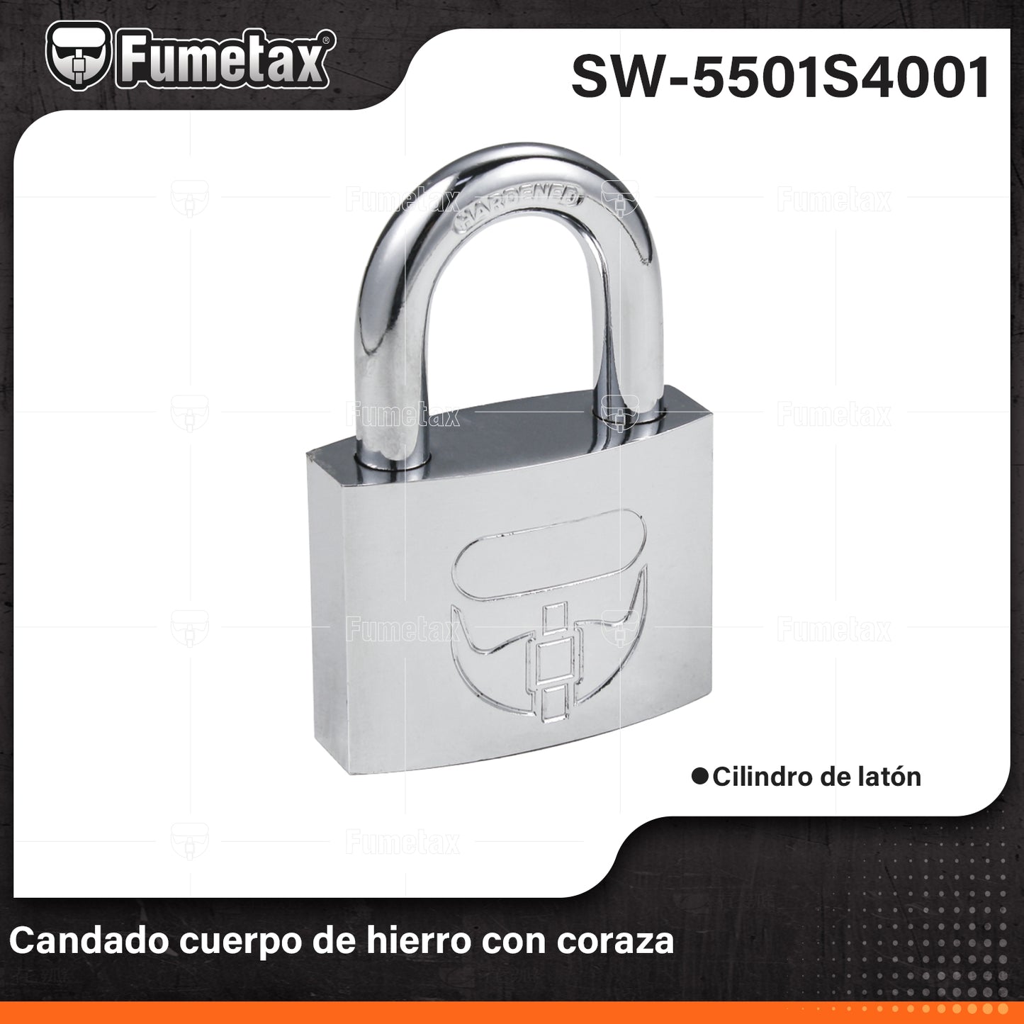 SW-5501S4001-(Caja master 1 CTN=96 SKU)-(MOQ 12 SKU)-Candado cuerpo de hierro, gancho corto
Cilindro de latón sólido, diseño especial de disco o plaqueta, con miles de combinaciones a prueba de ganzúa