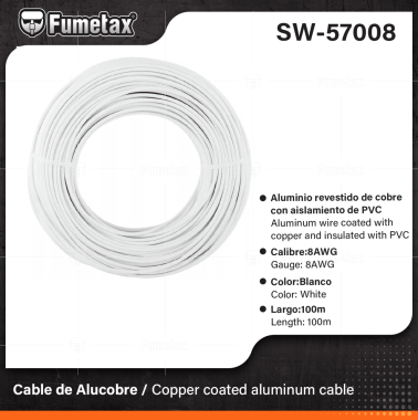 SW-57008-(Caja master 1 CTN=4 SKU)-(MOQ 1 SKU)-Cable eléctrico
Aluminio revestido de cobre con aislamiento de PVC