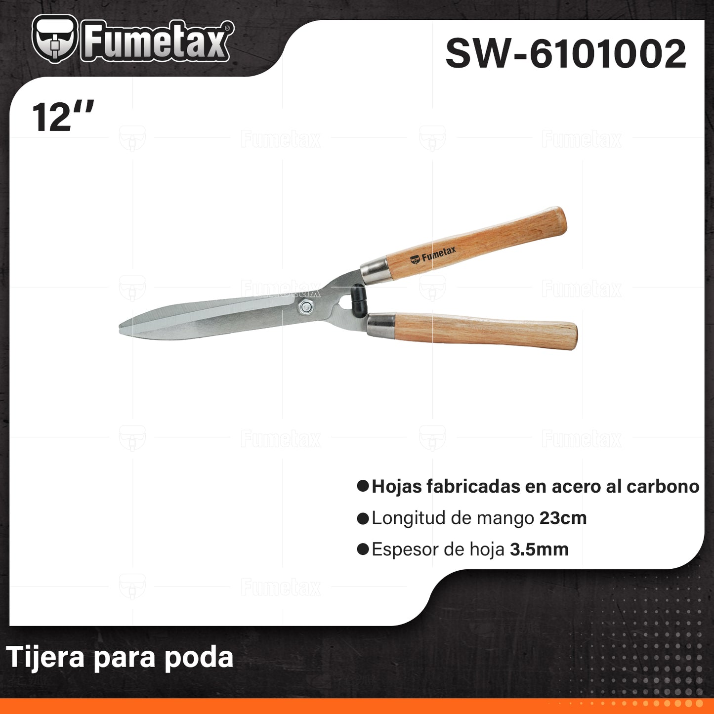 SW-6101002-(Caja master 1 CTN=12 SKU)-(MOQ 1 SKU)-Tijera para poda
Cuchillas fabricadas en acero