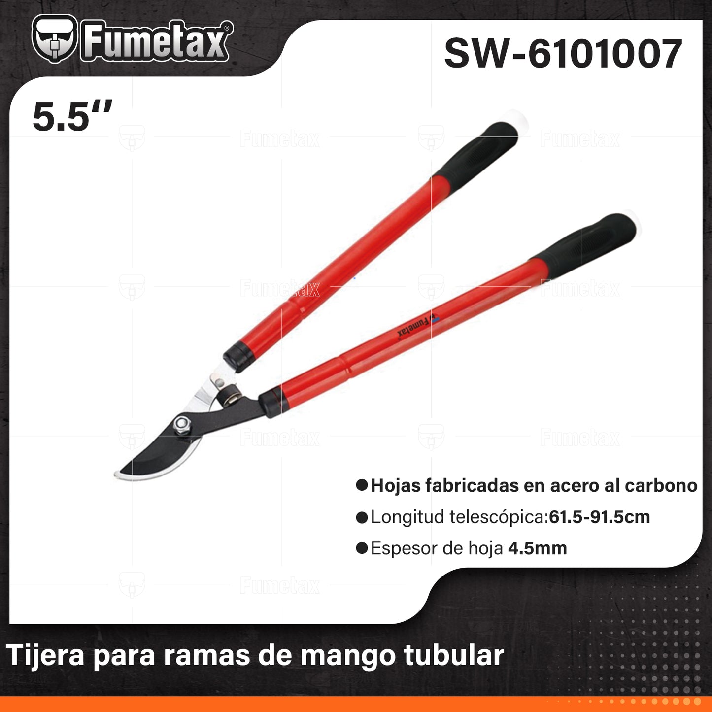 SW-6101007-(Caja master 1 CTN=12 SKU)-(MOQ 1 SKU)-Tijera para ramas
Hojas fabricadas en acero al carbono