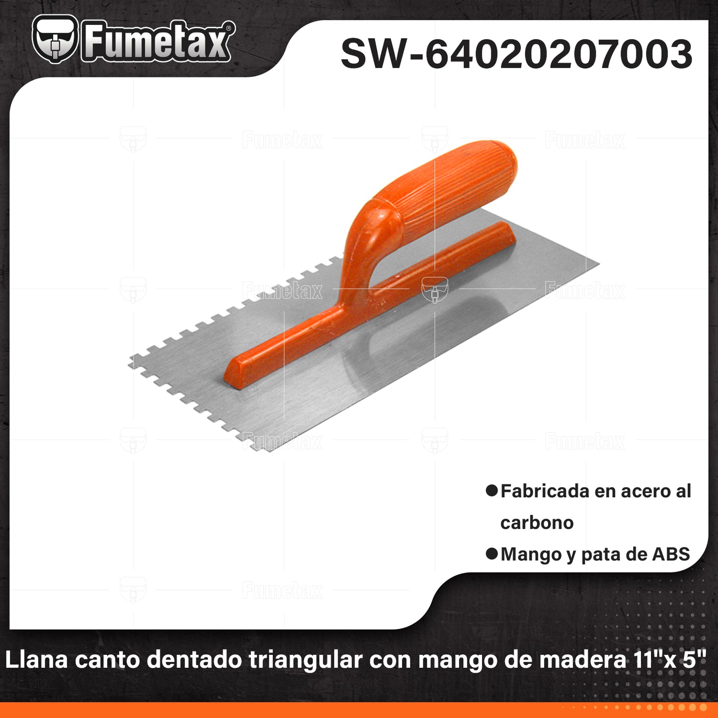 SW-64020207003 (Caja master 60)(MOQ 1pz=1etiqueta) Llana canto dentado triangular con mango de madera