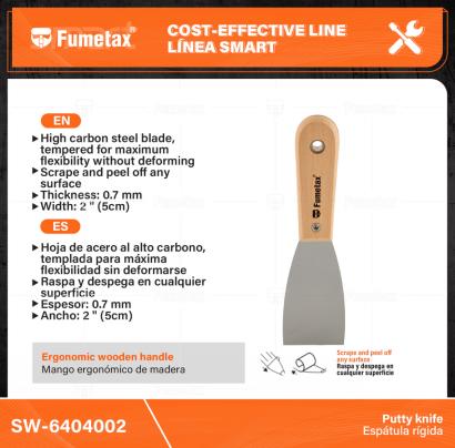 SW-6404002-(Caja master 1 CTN=240 SKU)-(MOQ 12 SKU)-Hoja de acero al alto carbono, templada para máxima flexibilidad sin deformarse
Mango ergonómico de madera