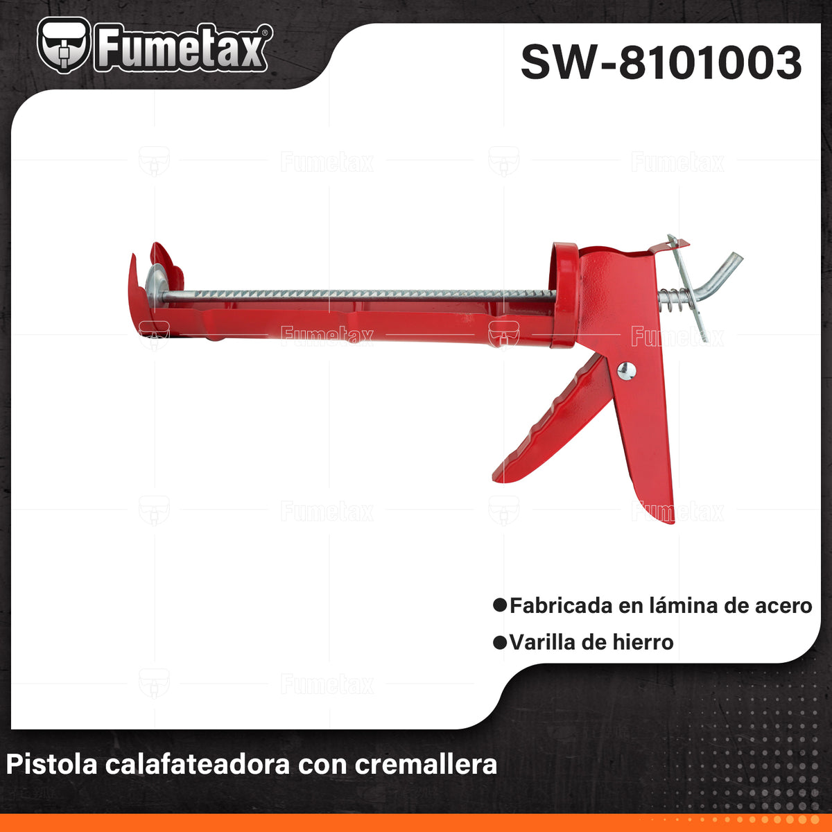SW-8101003-(Caja master 1 CTN=40 SKU)-(MOQ 40 SKU)-Pistola calafateadora lisa
Cuerpo de acero