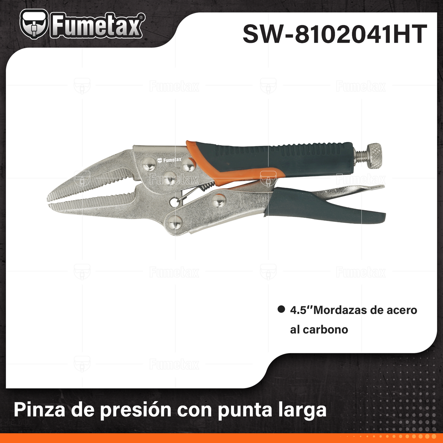 SW-8102041HT-(Caja master 1 CTN=100 SKU)-(MOQ 25 SKU)-Pinza de presión con punta larga
Mordazas de acero al carbono