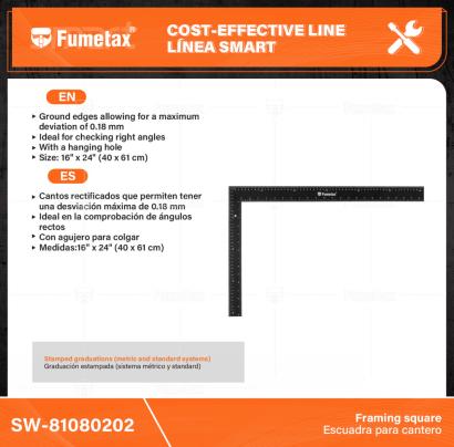 SW-81080202-(Caja master 1 CTN=36 SKU)-(MOQ 6 SKU)-Graduación estampada (sistema métrico y standard)
Cantos rectificados que permiten tener una desviación máxima de 0.18 mm